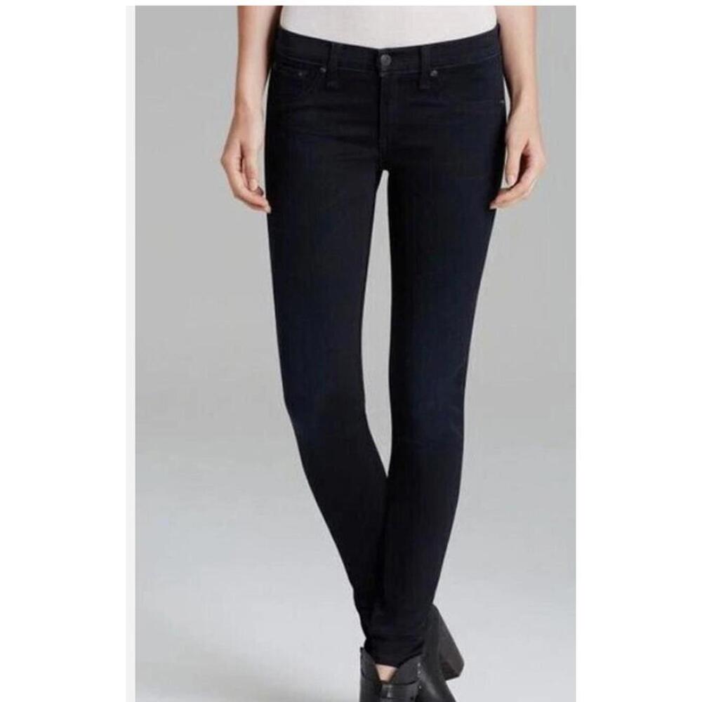 rag & bone Black Legging Jeans Low Rise Skinny Zipper Fly Rear Pockets Sleek 25